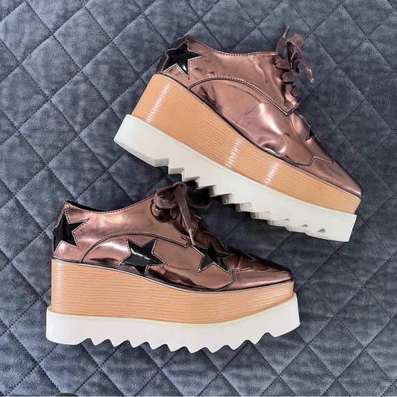 Stella McCartney Elyse Shoes Womens 5 35 Star Platform Bronze Metallic - Picture 4 of 15